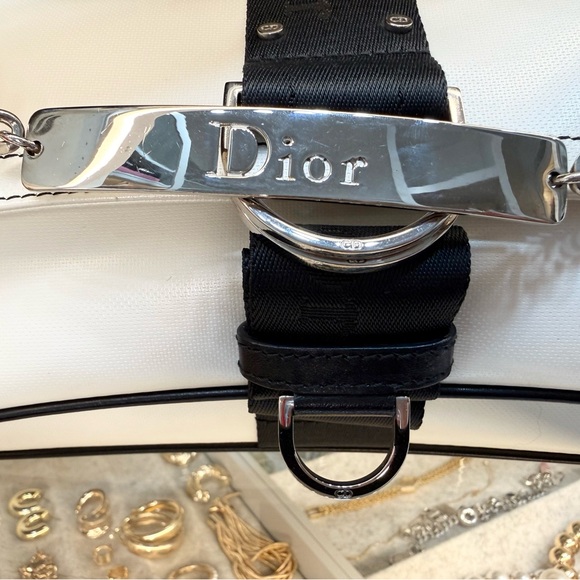 Vintage Rare model Christian Dior Hardcore Shoulder Bag Swarovski Crystals B&W - Picture 4 of 16